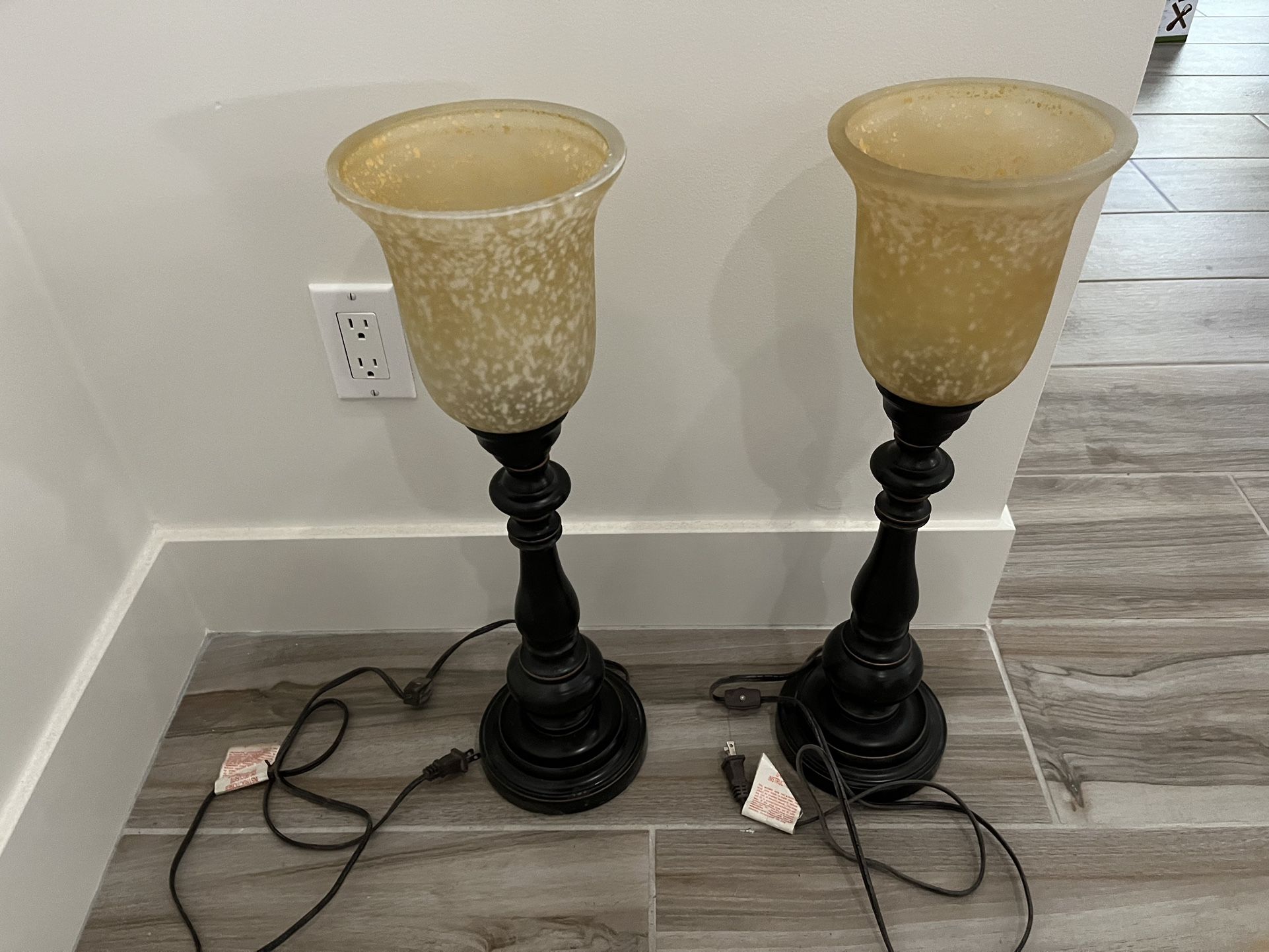 Two Oil Rubbed Bronze Desk Entertainment Area Lamps