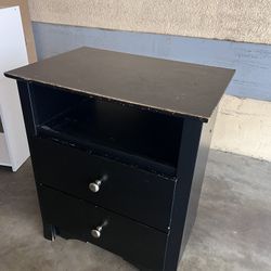 Black Wood Nightstand 