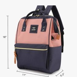 Himawari Pink/Navy Blue Laptop Backpack Travel Backpack Or Diaper Bag