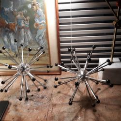Atomic Atom Sculptures Starburst Retro Sputnik  Mid Century Modern Hand Made 2 Of A Kind Unique 