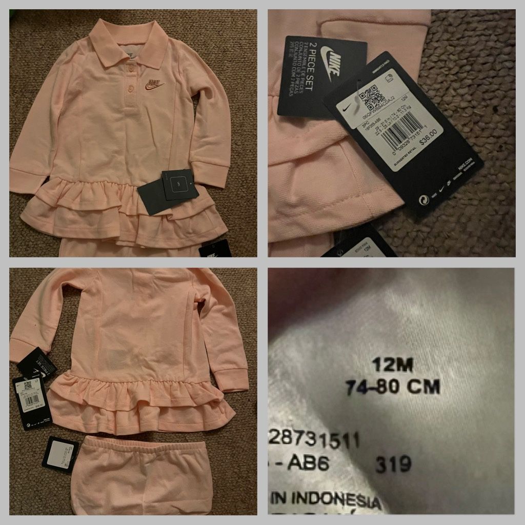 BNWT N•••I•••K•••E 12 Month Old Pink 2 Piece Dress With Bloomers