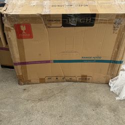 IKTCH 36-Inch Island Mount Range Hood, 900 CFM Ducted, Stainless Steel & Tempered Glass, Gesture Sensing & Touch Control, 4-Speed Fan