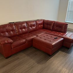 Red Leather Ashly’s Couch 