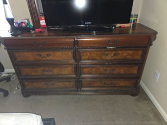 Wood Dresser & Mirror