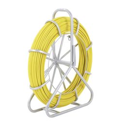 VEVOR Fiberglass Fish Tape 425 FT x 1/4 inch, Fish Tape Duct Rodder Puller with Durable Steel Stand, Non-Conductive Fishtape Wire Cable Running Rod fo