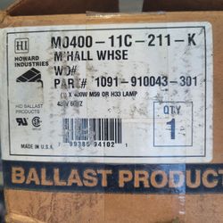 M0400-11C-211-K Howard Ind. 400W 480V M59 OR H33 Lamp-NIB