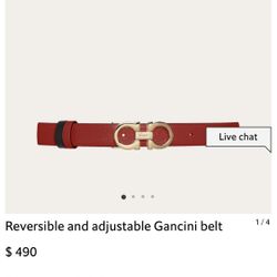 Reversible and adjustable Gancini belt