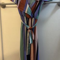 Vici Multicolored striped Short Sleeve Wrap Maxi Dress size S