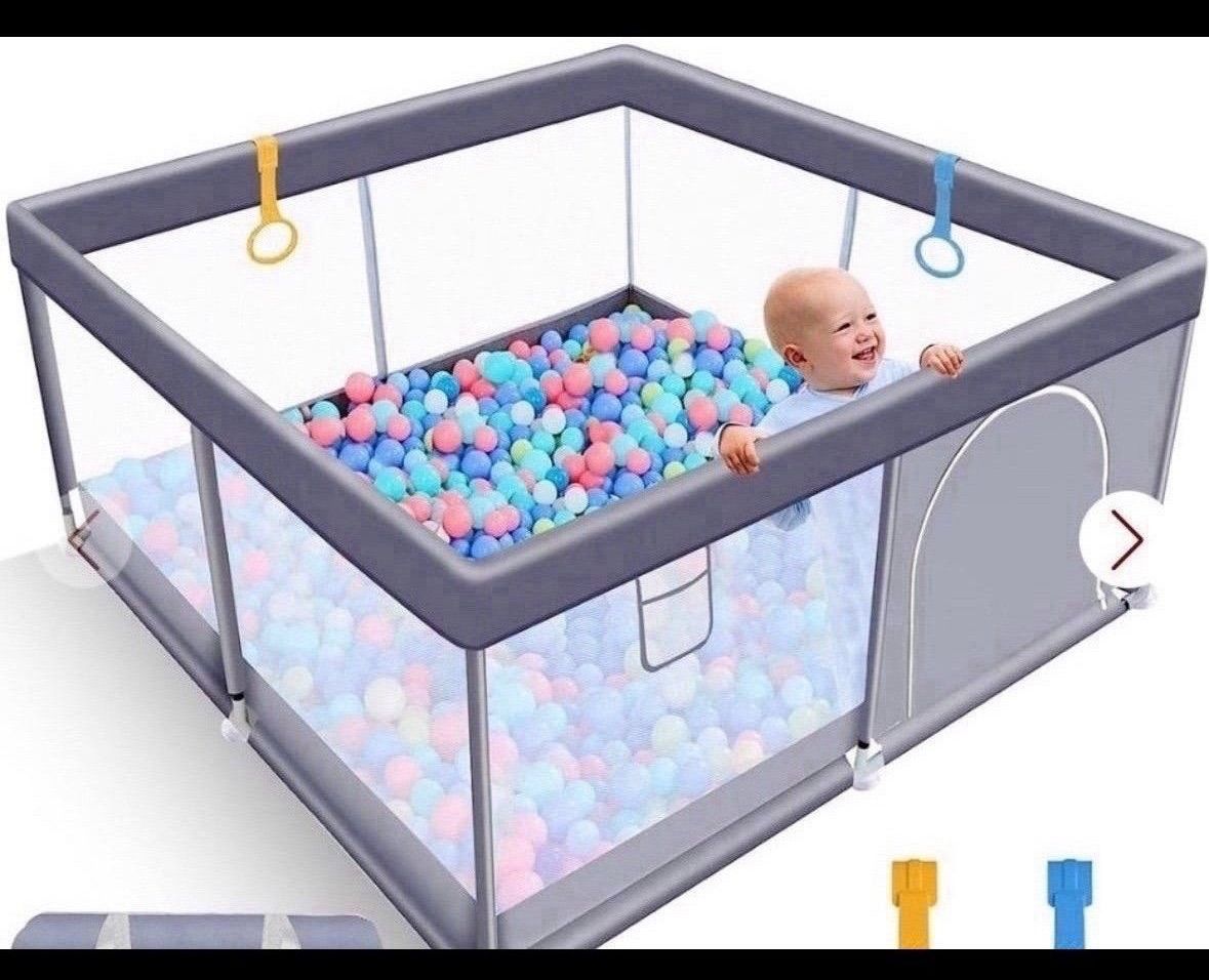 Baby Playpen Kid's Fences For Babies And Toddlers Infant PlayYards With Zipper Gate Sturdy PlayAreas For Babies And Toddlers With Base Hard To Slip, B