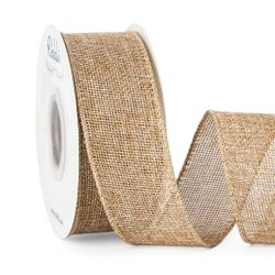 Burlap Wired Edge Ribbon,1.5” x 10 Yards, Natural NEW!! NWT