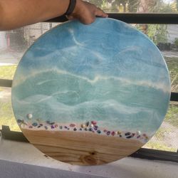 24” Table Top Or Wall Art Ocean