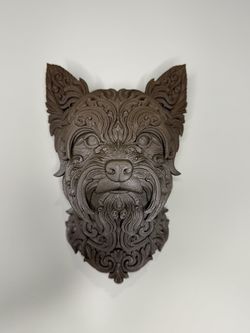 Yorkshire Terrier Wall-Head — Dark Brown | 3D Printed Wall Decor