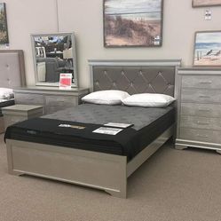 Upholstered  Bedroom Set Queen or King Bed Dresser Nightstand and Mirror Chest Options 