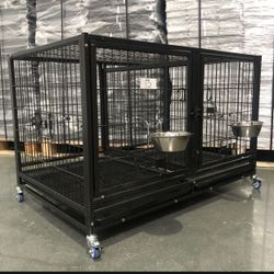 🌵 Discover the Spacious 43HD Dog Kennel Crate Cage 🐶 with Tray & Casters 🐶 for Convenient Transport and Maintenance 🇺🇸!