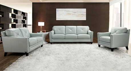 Abbyson Atmore 3-Piece Top Grain Leather Set — Sofa, Loveseat & Chair