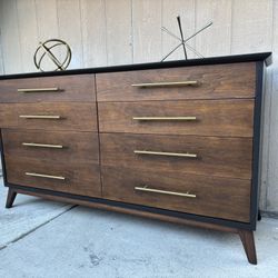Gorgeous Mid century black and walnut  dresser console or credenza 