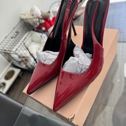 Red Patent Sling Back Heels Size 9/39.5