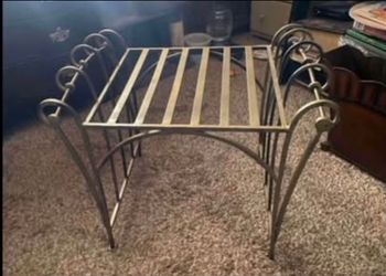 Vintage Like New Heavy, Sturdy Gold Wrought Iron French Vanity Stool. Price firm