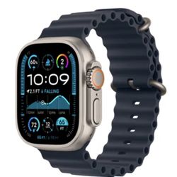 Rarely Used Apple Watch Ultra 2 (GPS+Cellular) 49mm Titanium Case with Navy Ocean Band - 