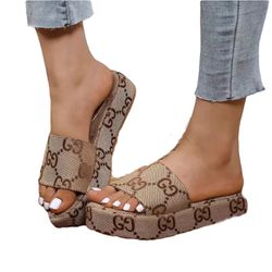 Tan Embroidered Sandals NEW!