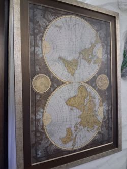 Pardon art work world picture in great shape 30x20