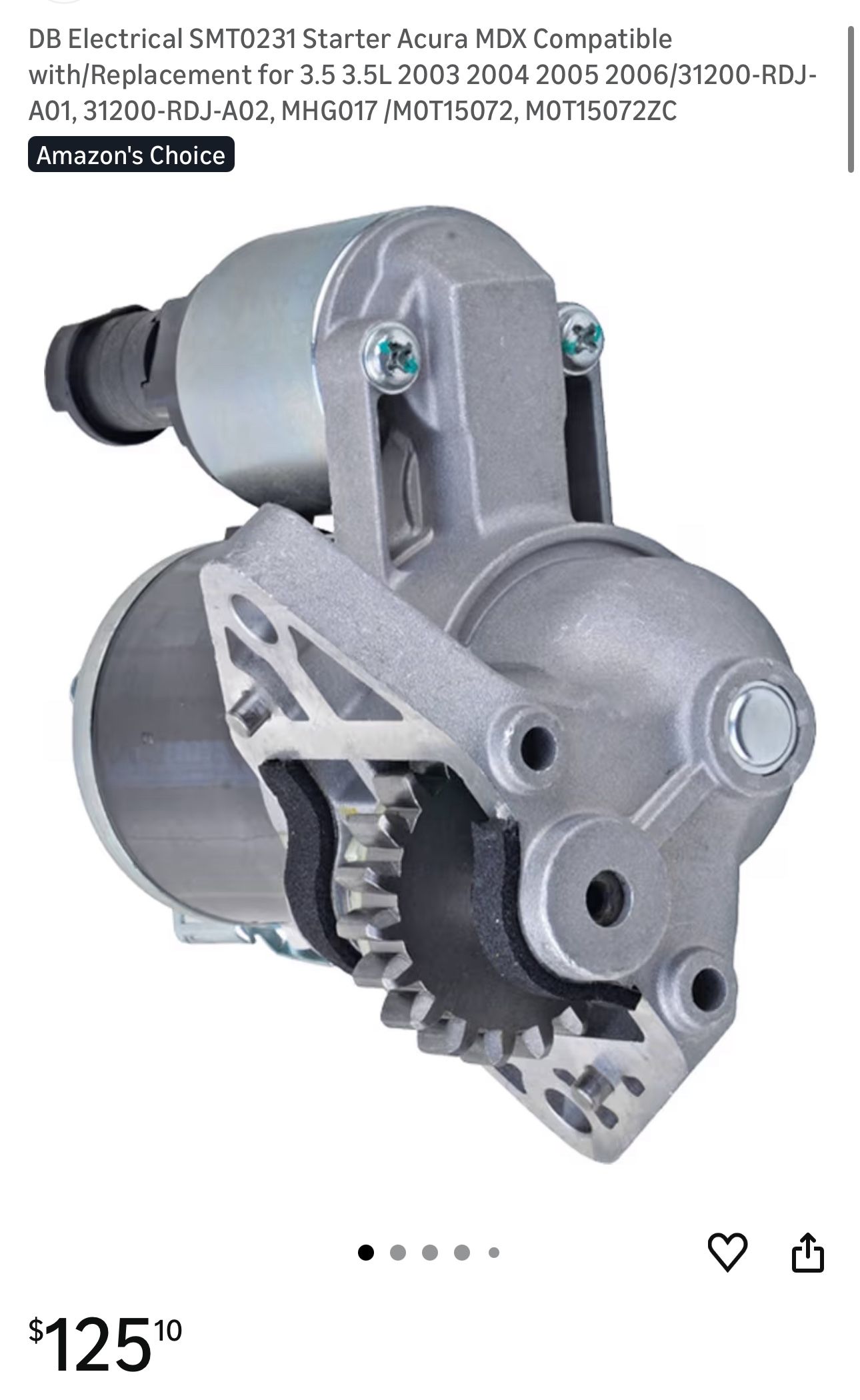 DB Electrical SMT0231 Starter Motor Acura MDX 3.5 3.5L 2003- 2006 MOT15072