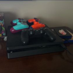 PS4 Slim With 1 Controllers With Cords No Box 