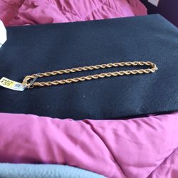 Stainless Steel IP Yellow Plated Rope Chain Necklace