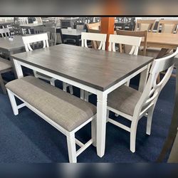 6PC White and Gray Dining table set
