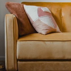 Mustard Yellow Velvet Convertible Sofa