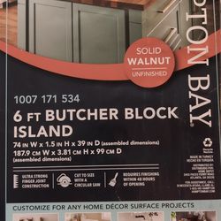 6'x39" Walnut Butcher Block Island (Unfinished)