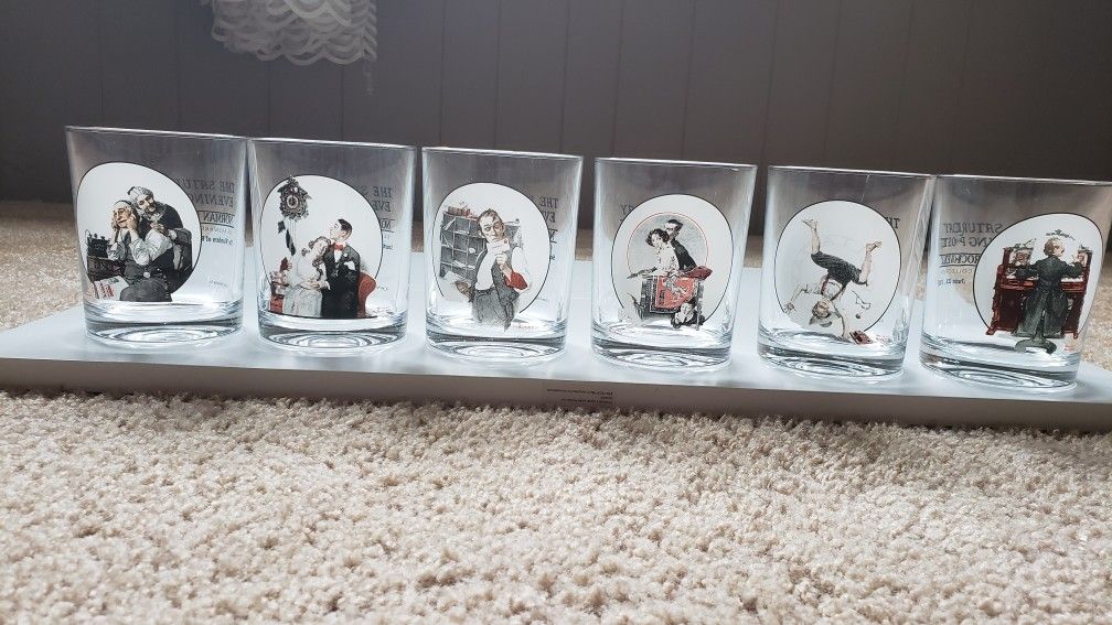 Vintage Norman Rockwell Glass Tumbler Saturday Evening Post Night on the Town Couple Nostalgia Glassware Barware Americana PanchosPorch

