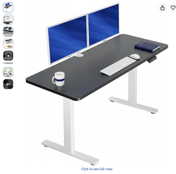 VIVO Electric Standing Desk, Solid 1-Piece 60" x 24" Black Top