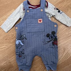 Disney Mickey Mouse Overalls Infant Size 0/3 M