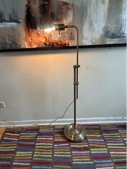 Adjustable Pharmacy Floor Lamp Brushed Nickel Reading Medical Task Light Guard