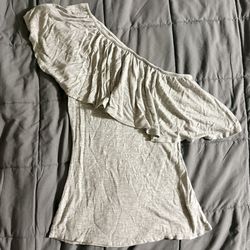 Vintage Self Esteem One‑Shoulder Gray Ruffle Top Size S Excellent Used Condition