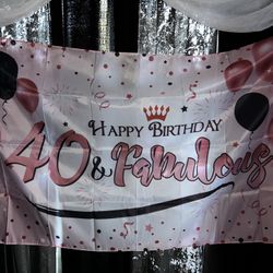 "Happy Birthday 40 & Fabulous" banner
