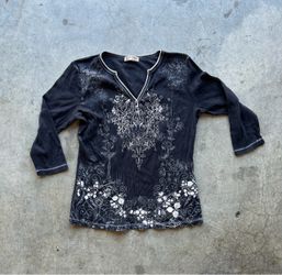 Y2K Bedazzled quarter sleeve shirt