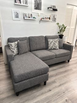 Gray Sectional Sofa with Chaise Lounge