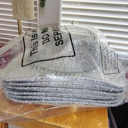 BRAND-NEW Western Cowboy Sparkly Silver Glitter Cowgirl Party Hats with Rhinestone Sequin Trim Tassel Bands (6 Pack)
