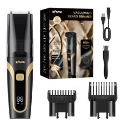 Beard Trimmer For Men, Vacuum Mustache Trimmer With Type-C Charging, IPX7 Waterproof Electric Shaver Body Hair Trimmer For Men With LCD Display, Lengt