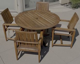 Kingsley Bate Amalfi Teak Outdoor Dining Set with Seat Cushions