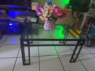 Glass Top Metal Frame Console Table