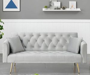 Velvet 71" sofa bed with 2 pillows