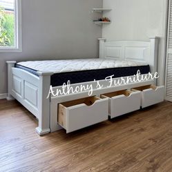 Full Bed And Mattress With Drawers 