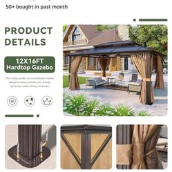 New In Box, 12x16” Polycarbonate Hardtop Gazebo