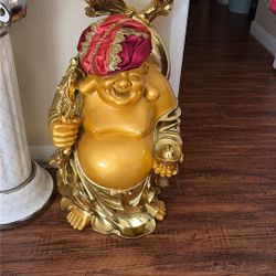 Large Gold Laughing Buddha Statue