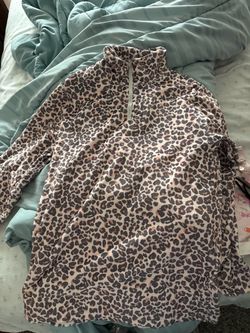 Leopard Print Quarter-Zip Pullover