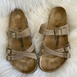 Birkenstock Womens Tobacco Brown Franca Oiled Leather Slide Sandals Size 41