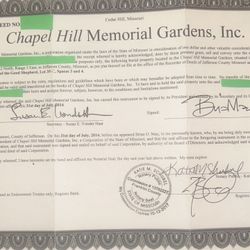 Two Side-by-Side Burial Plots in Chapel Hill Memorial Gardens, Cedar Hill, MO